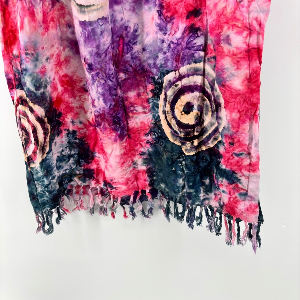 Batik Rumah Yogyakarta Tie Dye Spiral Fringe Shift Dress Multicolor Womens - Picture 7 of 10